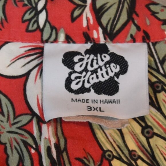 Hilo Hattie Hawaiian Shirt Red Tropical Floral Made in Hawaii Sz 3XL Aloha Camp - Picture 2 of 7